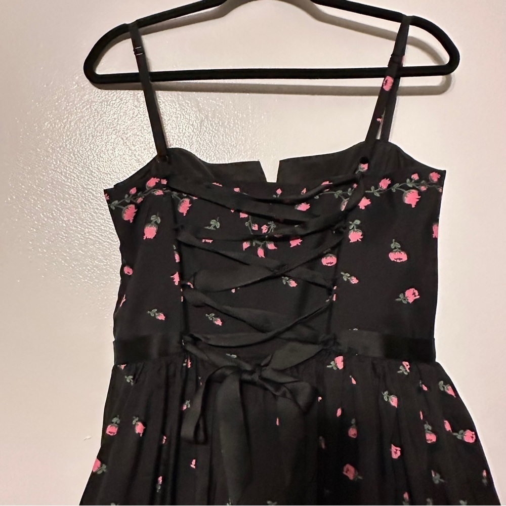 Betsey Johnson Rosebud Garden Tea Party Dress in Black Silk Mini Corset - Picture 7 of 7
